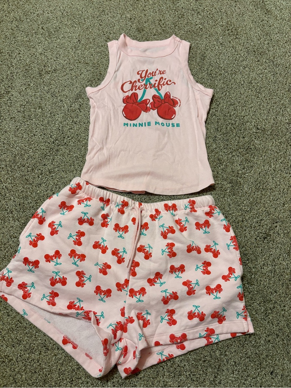 Disney Pink Minnie 'You're Cherrific' Tank & Cherry Print Shorts Pajama Set